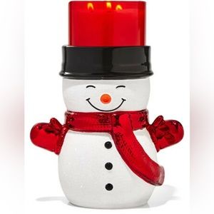 Bath & Body Works Ceramic Snowman Pedestal 3-Wick Candle Holder Retired ‘21; NWT